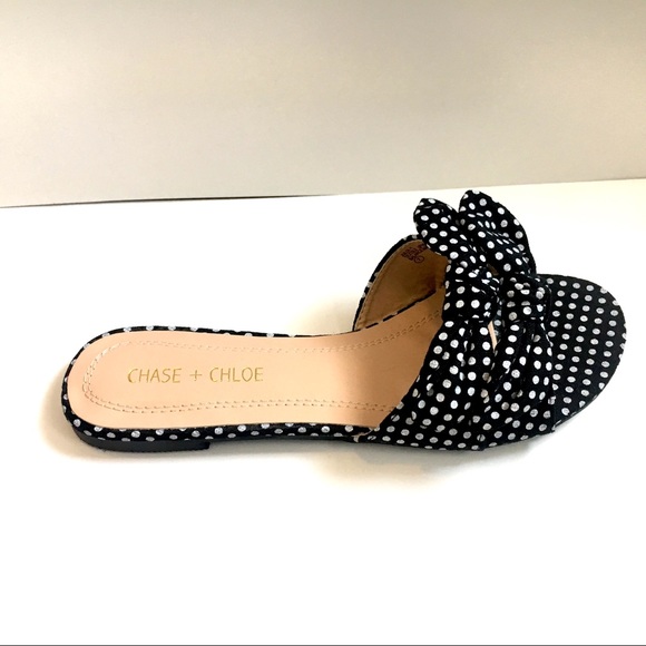 Chase + Chloe Shoes - LAST TWO! Polka Dot Slip On Mule Flats